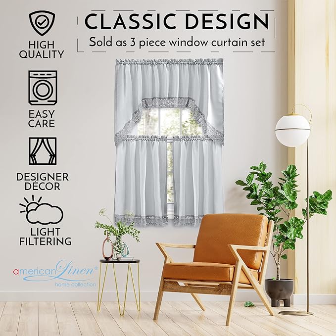 American Linen Café Curtains for Kitchen, Bathroom Curtains - Image 5