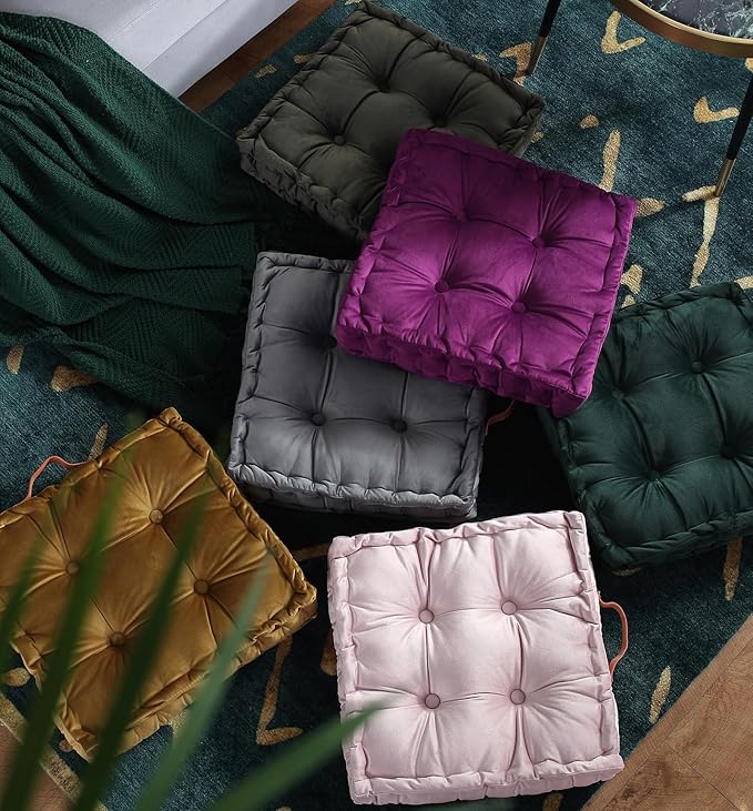 vctops Square Solid Color Velvet Seat Cushion - Image 4