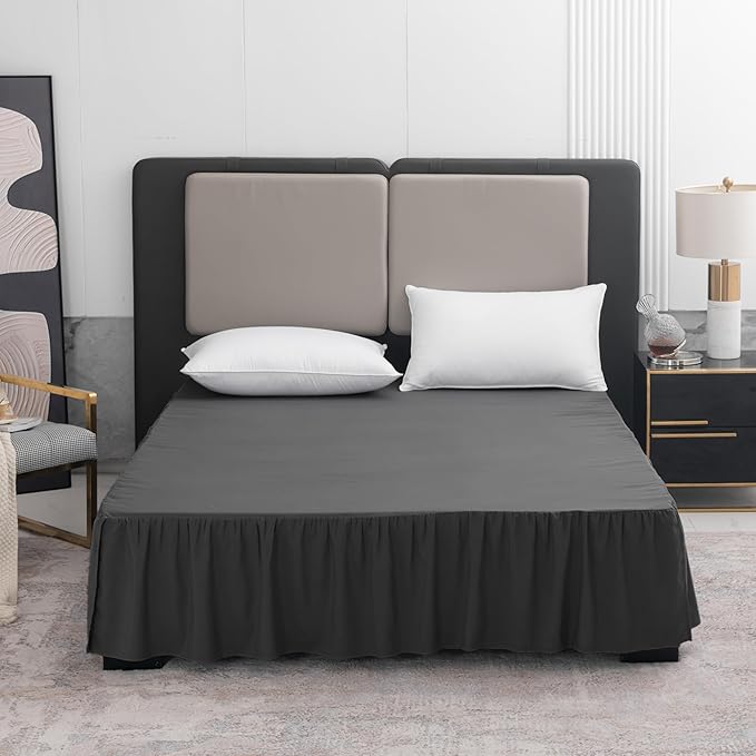 TSUTOMI Black Bed Skirt Twin Size Ruffled Bed Skirt - Image 5