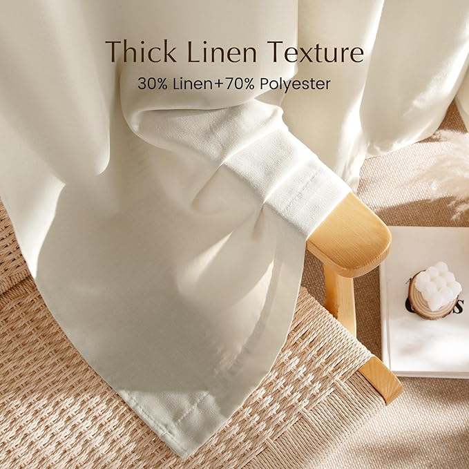 NICETOWN Bone White Linen Curtains - Image 4
