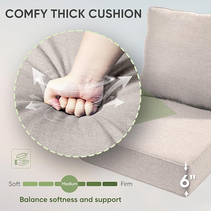 Outdoor Chair Cushions Set of 2, Waterproof 24x24 Patio Chair Cushion, - Image 5