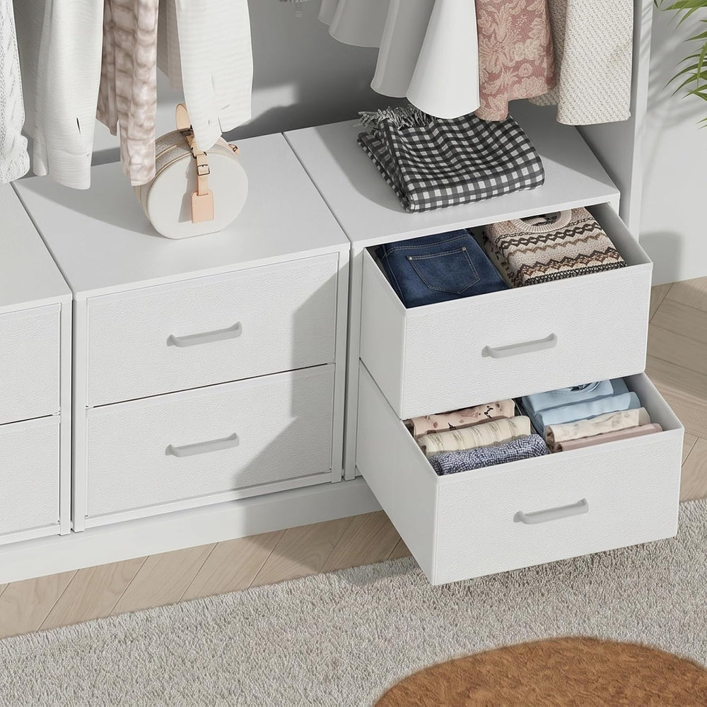 2 Pack Stackable Storage Drawers, Closet Drawers, White