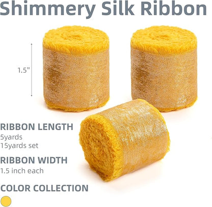 Gold Silk Chiffon Ribbon - Image 2