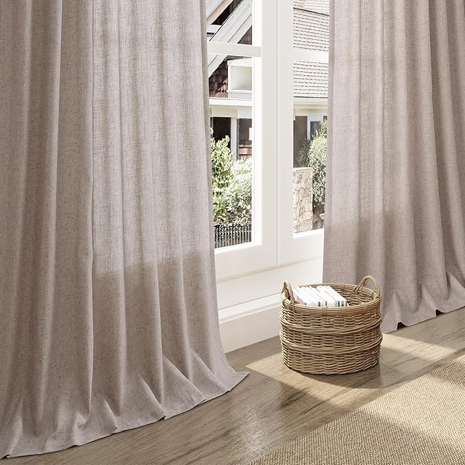 Brownish Grey Semi Sheer Linen Curtains 72 Inch Length - Image 6