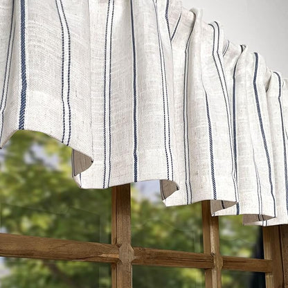 2 Pack Faux Linen Striped Kitchen Valances - Image 4