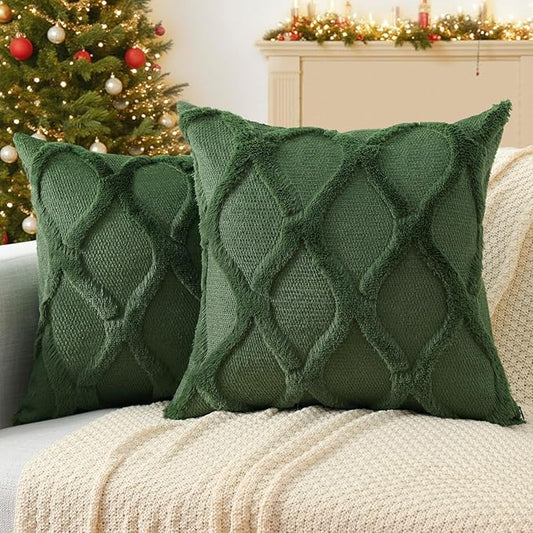 decorUhome Christmas Throw Pillow Covers 20x20 Inch Set of 2, Soft Plush Faux by decorUhome