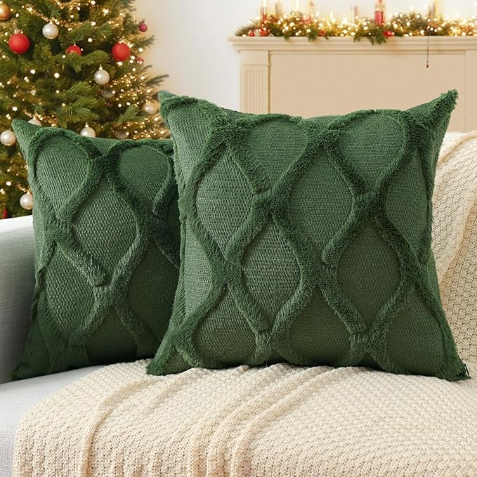 decorUhome Christmas Throw Pillow Covers 18x18 Inch Set of 2, Soft Plush Faux by decorUhome
