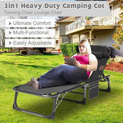ABORON Camping Cot for Adult 28" Extra Wide, Heavy-Duty 1200D Oxford Cot for - Image 3