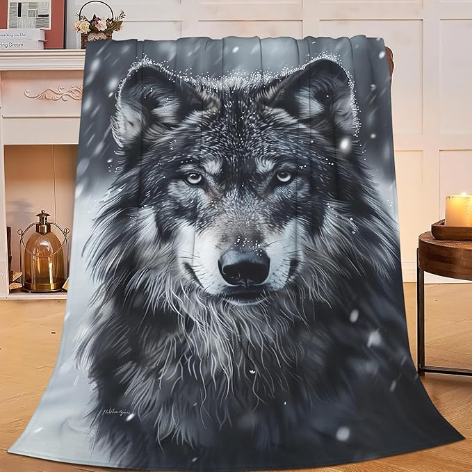 Wolf Blanket Wolf Throw Blanket Flannel Stuff Merch Cozy Decor Fleece Plush by Unknown