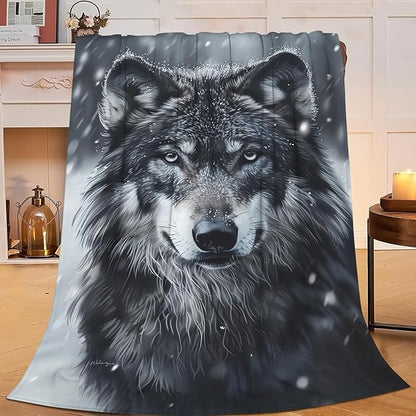 Wolf Blanket Wolf Throw Blanket Flannel Stuff Merch Cozy Decor Fleece Plush by Unknown