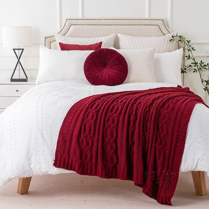Battilo Christmas Dark Red Throw Blanket - Image 5
