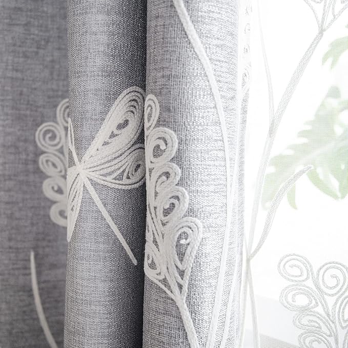 Melodieux Extra Wide Wheat Embroidery Curtain - Image 4