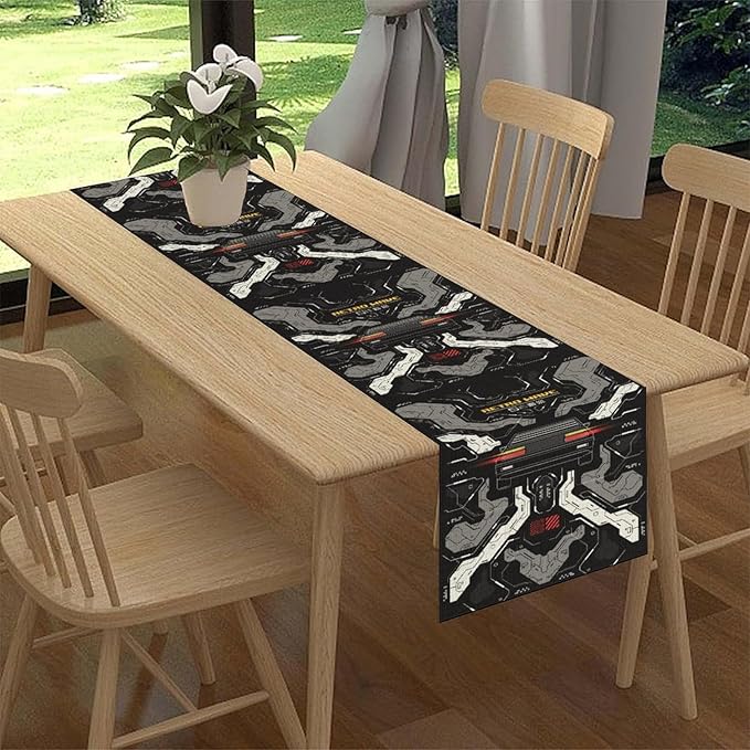 Gaming Table Runner, Kids Themed Cyberpunk Futuristic Gamer Table Scarf - Image 2