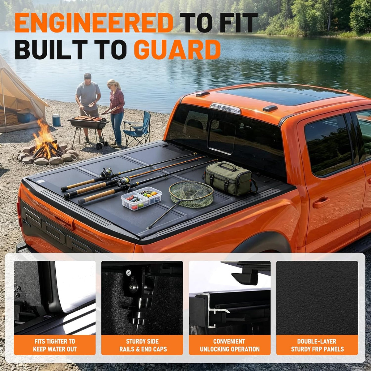 l5 low profile hard tri-fold truck tonneau cover, side view