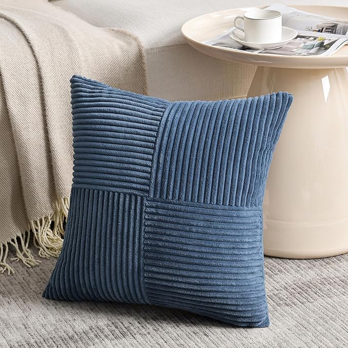 Fancy Homi 2 Packs Dusty Blue Decorative Throw Pillow Covers 18x18 Inch - Image 2