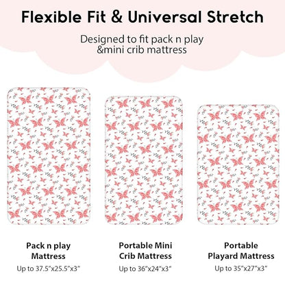 Yoofoss Pack and Play Sheets Fitted, Mini Crib Sheets 2-Pack - Image 3
