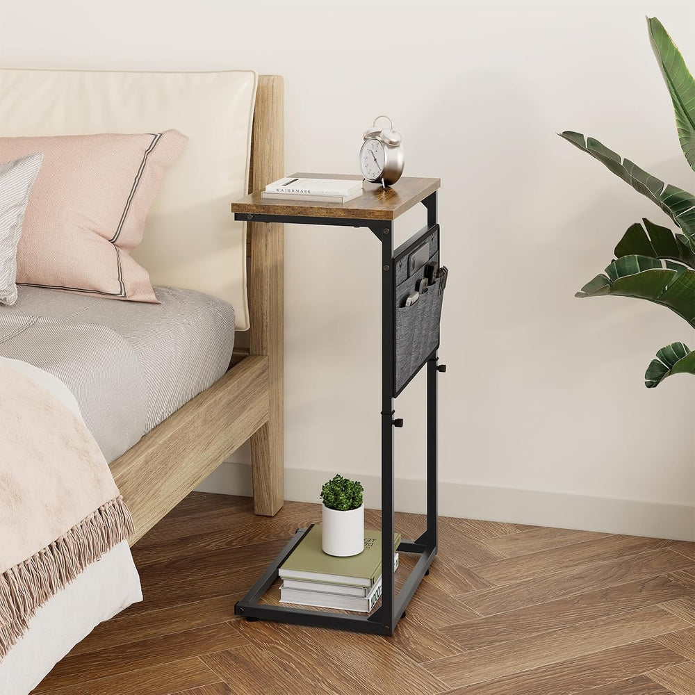 Vagusicc C Shaped End Table, Small Side Table for Couch, Adjustable Height So...