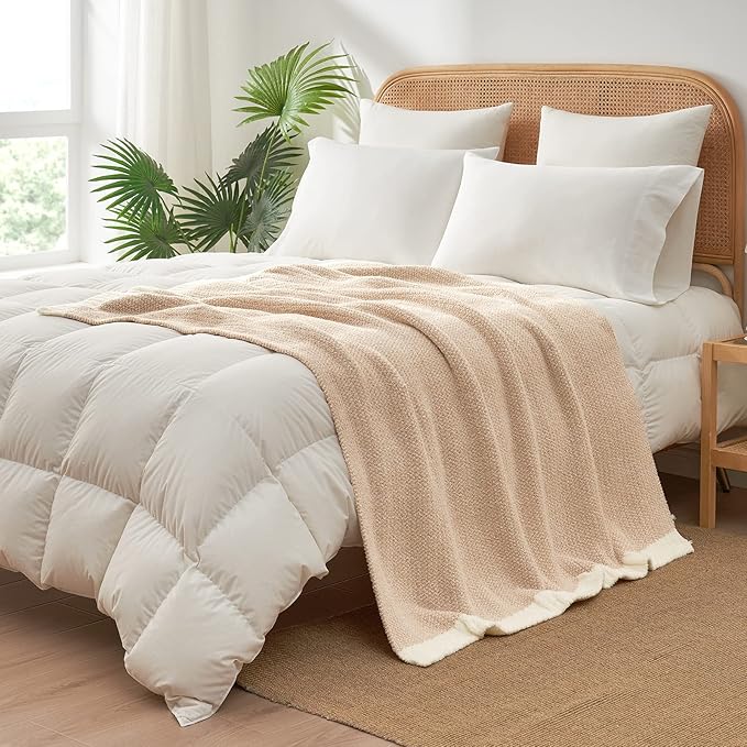 Snuggle Sac Heather Beige Throw Blankets Luxurious Microfiber Fabric, - Image 7