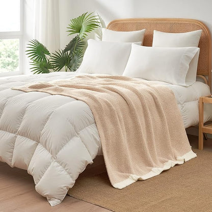 Snuggle Sac Heather Beige Throw Blankets Luxurious Microfiber Fabric, - Image 7