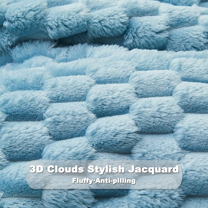 NEWCOSPLAY Super Soft King Blanket Blue Premium Silky Flannel Fleece 3D Clouds - Image 5