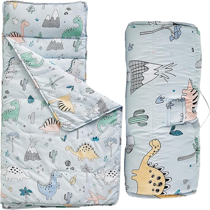 Toddler Nap Mat with Removable Pillow, Ultra Soft Slumber Bags by DuShow