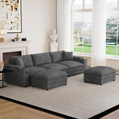 115" U Shaped Cloud Sofa Couch by Unknown