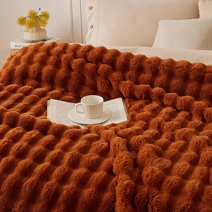 COOVA Faux Fur Throw Blanket for Couch, Cozy Soft and Fuzzy Plush Rabbit Fur - Image 2