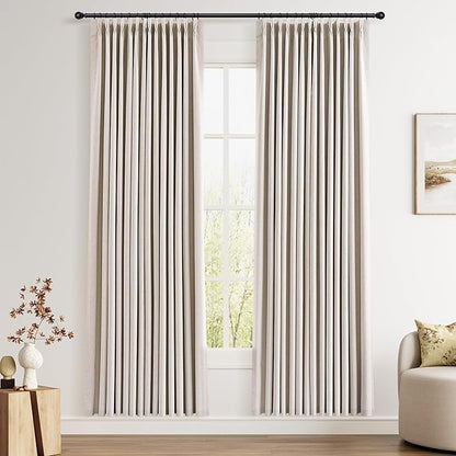 Joywell Pinch Pleated 100% Blackout Linen Curtains 80 Inches Long 2 Panels Set by Joywell