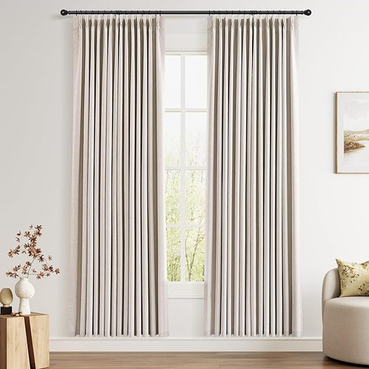 Joywell Pinch Pleated 100% Blackout Linen Curtains 80 Inches Long 2 Panels Set by Joywell