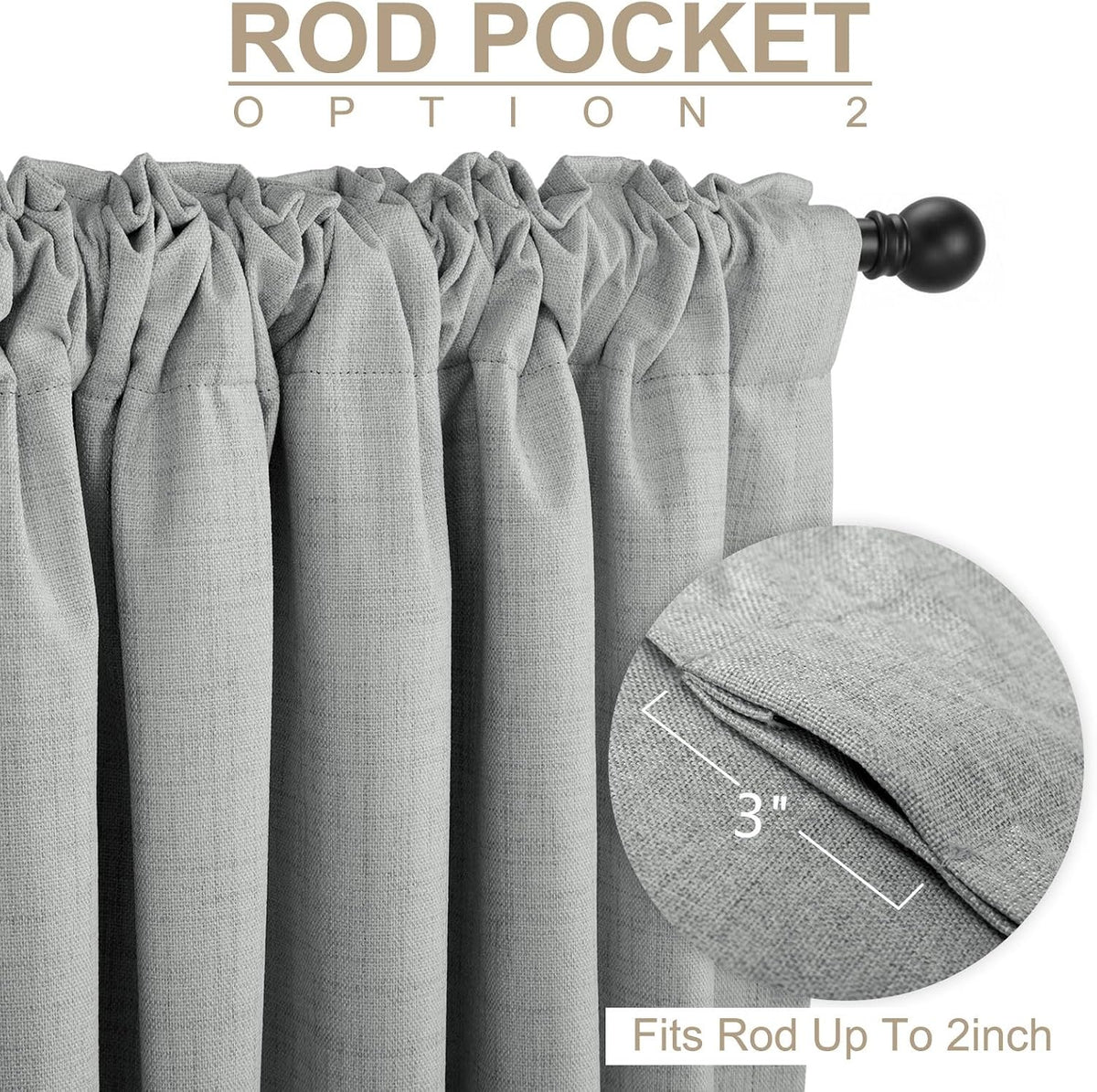 linen textured total blackout curtains for bedroom 84, side view