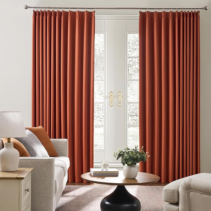 KEQIAOSUOCAI Long Copper Blackout Burnt Orange Curtains - Image 4