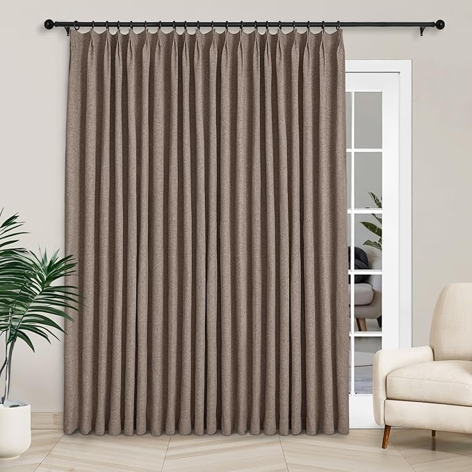 Macochico Extra Wide 100% Blackout Linen Curtains by Macochico