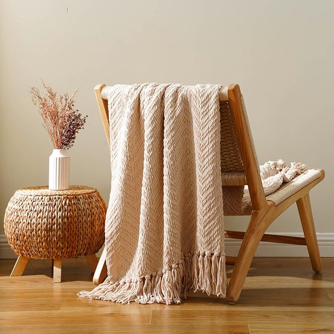 BATTILO HOME Beige Throw Blankets - Image 3