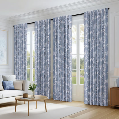 fmfunctex blue blackout floral curtains for bedroom, 63 on a desk or shelf