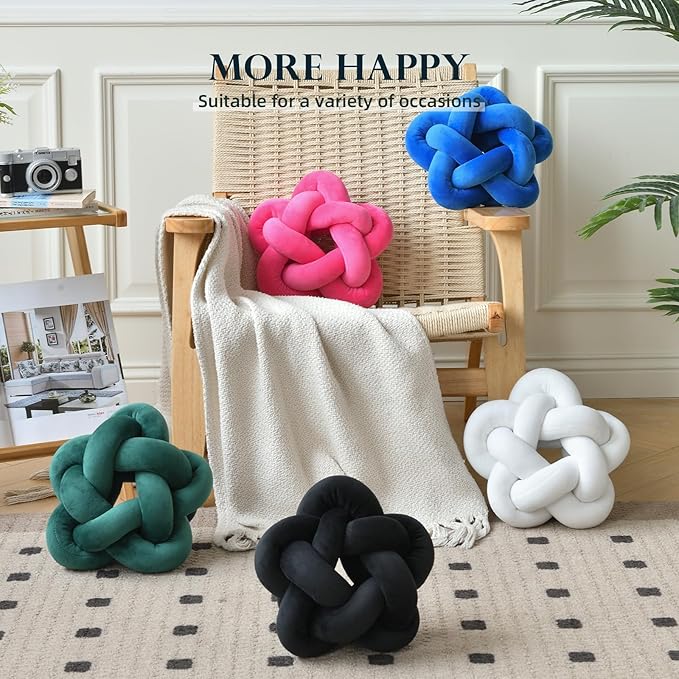 Knot Plush Throw Pillow Handmade Knotted Star Pillow Soft Sofa Lumbar Cushion - Image 5