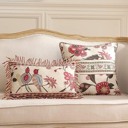 patdrea Designer Throw Pillow Covers, Vintage Red Linen Pillowcases - Image 6