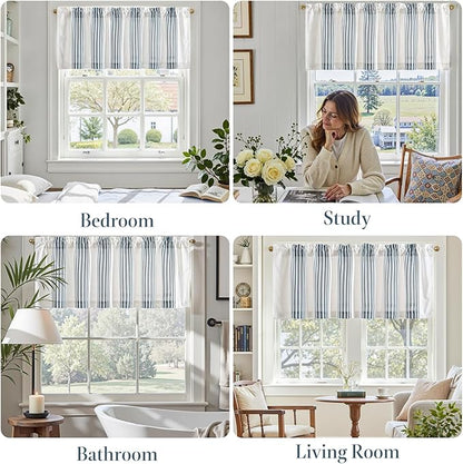 jinchan Striped Linen Valance Curtain 16 Inch Vertical Striped Valance - Image 6