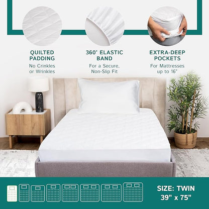 Twin Size Quilted Mattress Pad - Image 5