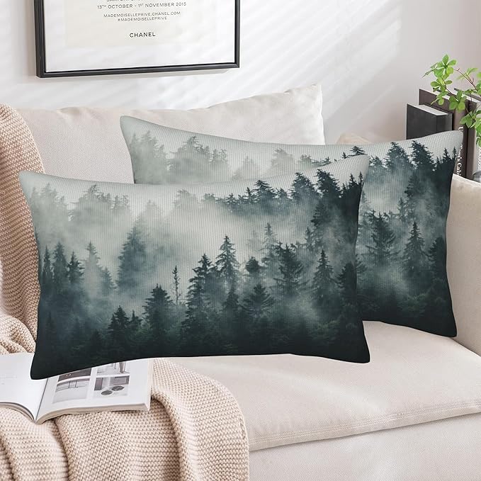 Misty Forest Throw Pillow Cover Case Foggy Forest Throw Pillows Set of 2 Super - Image 5