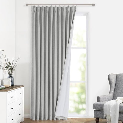 Vision Home Light Gray Pinch Pleated Full Blackout Curtains Linen Blended by VisionHome