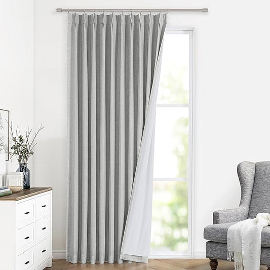 Vision Home Light Gray Pinch Pleated Full Blackout Curtains Linen Blended by VisionHome