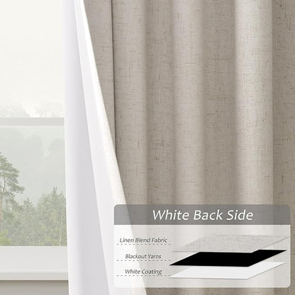Apricot 100% Blackout Pinch Pleated Linen Curtains 108 Inches Long - Image 5