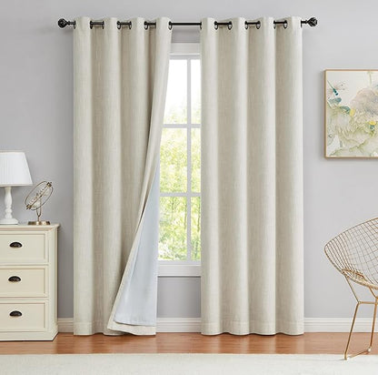 Beige Full Blackout Curtain Panel Thermal Insulated Energy Efficient Window by CentralPark