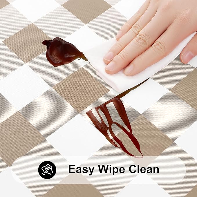 Smiry Rectangle Picnic Table Cloth, Elastic Waterproof Fitted Vinyl Tablecloths - Image 4