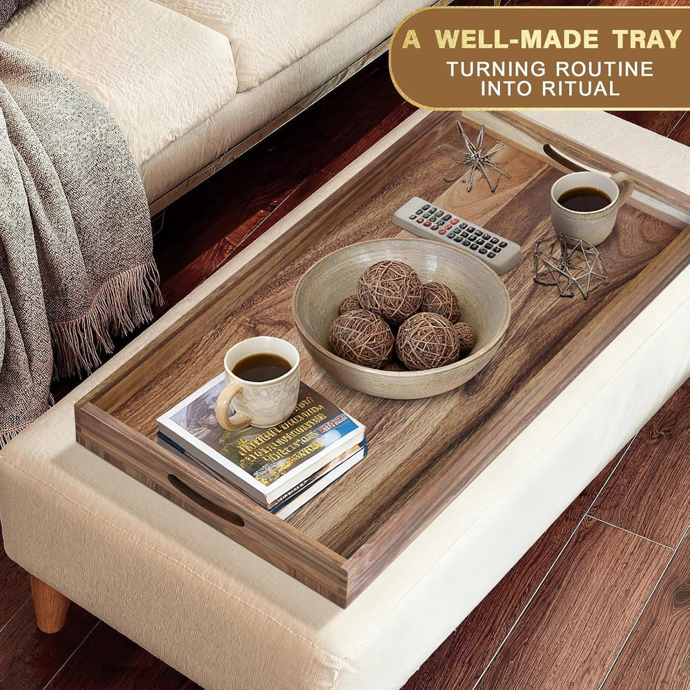 MAONAME Extra Large Ottoman Tray, 40 x 20 inches Acacia Wood Serving Tray