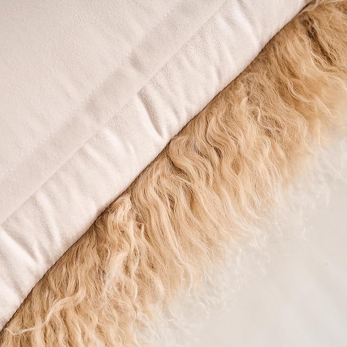 Genuine Mongolian Lamb Fur Pillow Cover – 12"x20" Rectangular Cushion Case – - Image 8