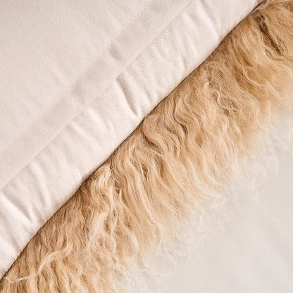 Genuine Mongolian Lamb Fur Pillow Cover – 12"x20" Rectangular Cushion Case – - Image 8