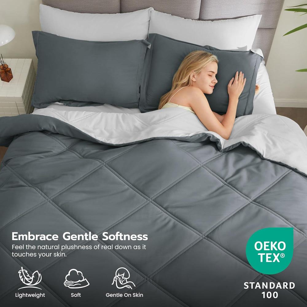 Joiedomi Queen Comforter Set with Sheets Dark Grey, 7 Pieces Queen Bed Set wi...