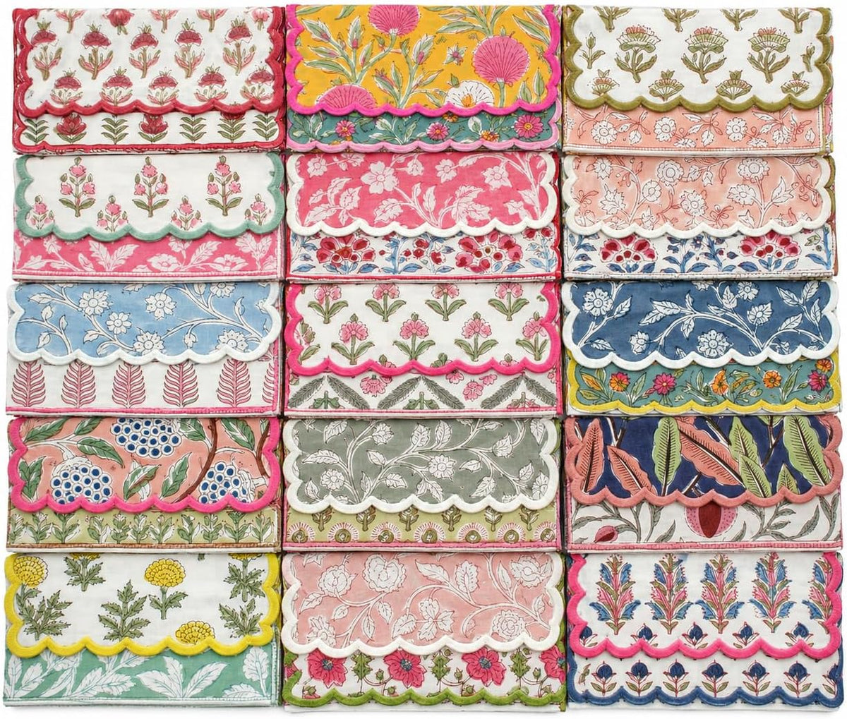 Ridhi Cloth Napkins 100% Pure Cotton Farmhouse Wedding Dinner Napkins for Halloween, Thanksgiving, Holiday Daily Wedding uses Napkins (6-20"x20" Dinner Napkin, Mix Random)