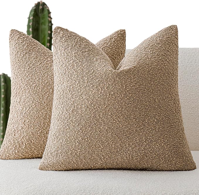 Foindtower Pack of 2 Textured Boucle Throw Pillow Covers Accent Solid Pillow by Foindtower
